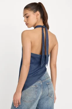 asymmetric hem halter top