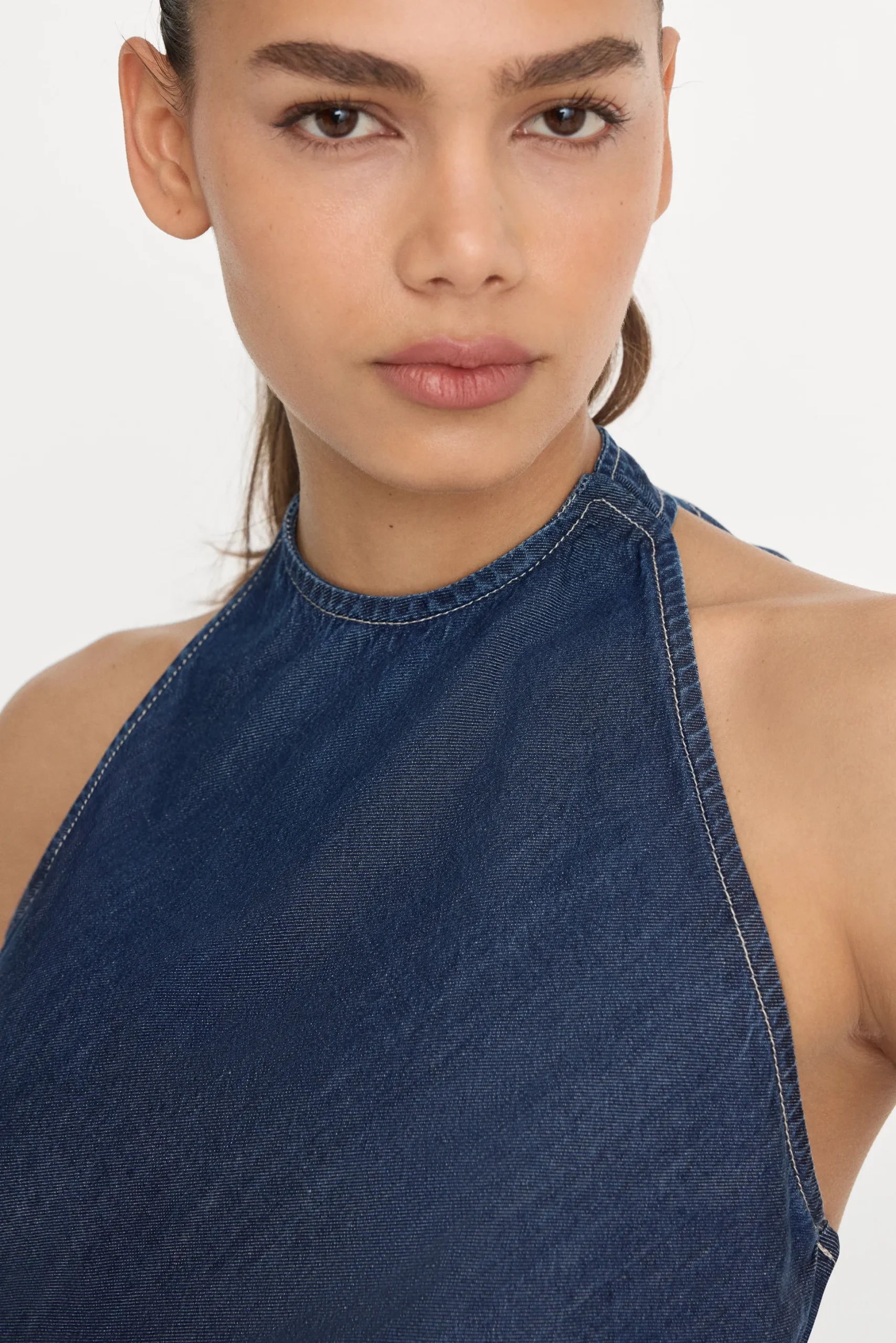 asymmetric hem halter top