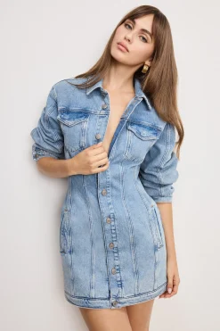 barrel long sleeve mini dress