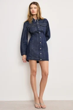 barrel long sleeve mini dress