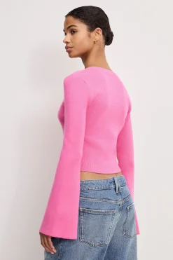 bell sleeve knit cardigan