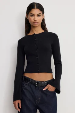 bell sleeve knit cardigan