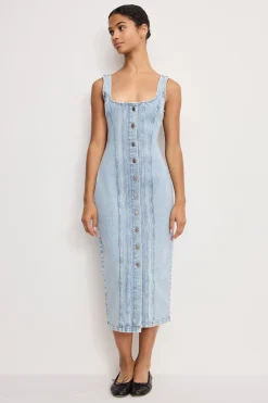 button front midi dress