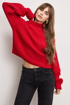chunky knit mock neck sweater