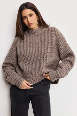 chunky knit mock neck sweater