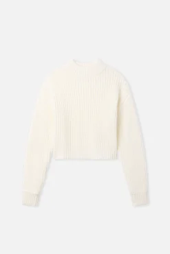 chunky knit mock neck sweater