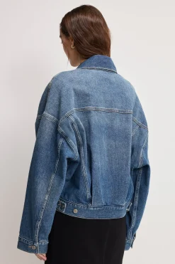 cropped pleated trucker jacket