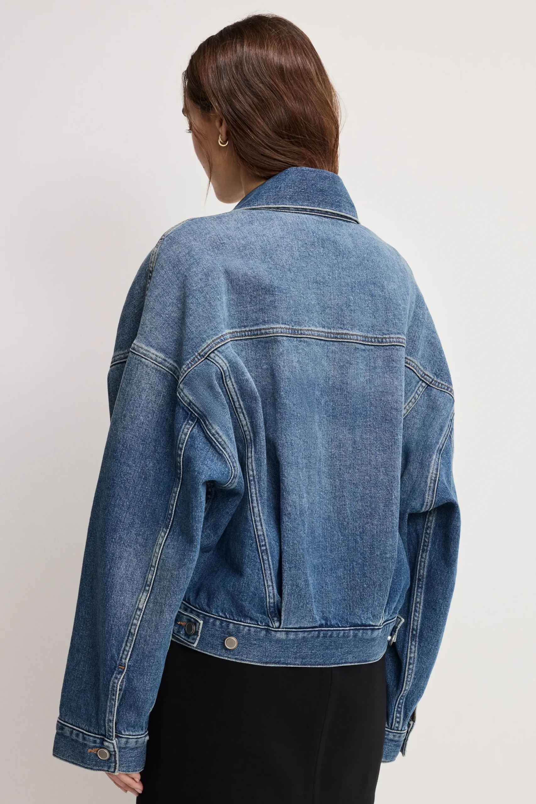 cropped pleated trucker jacket