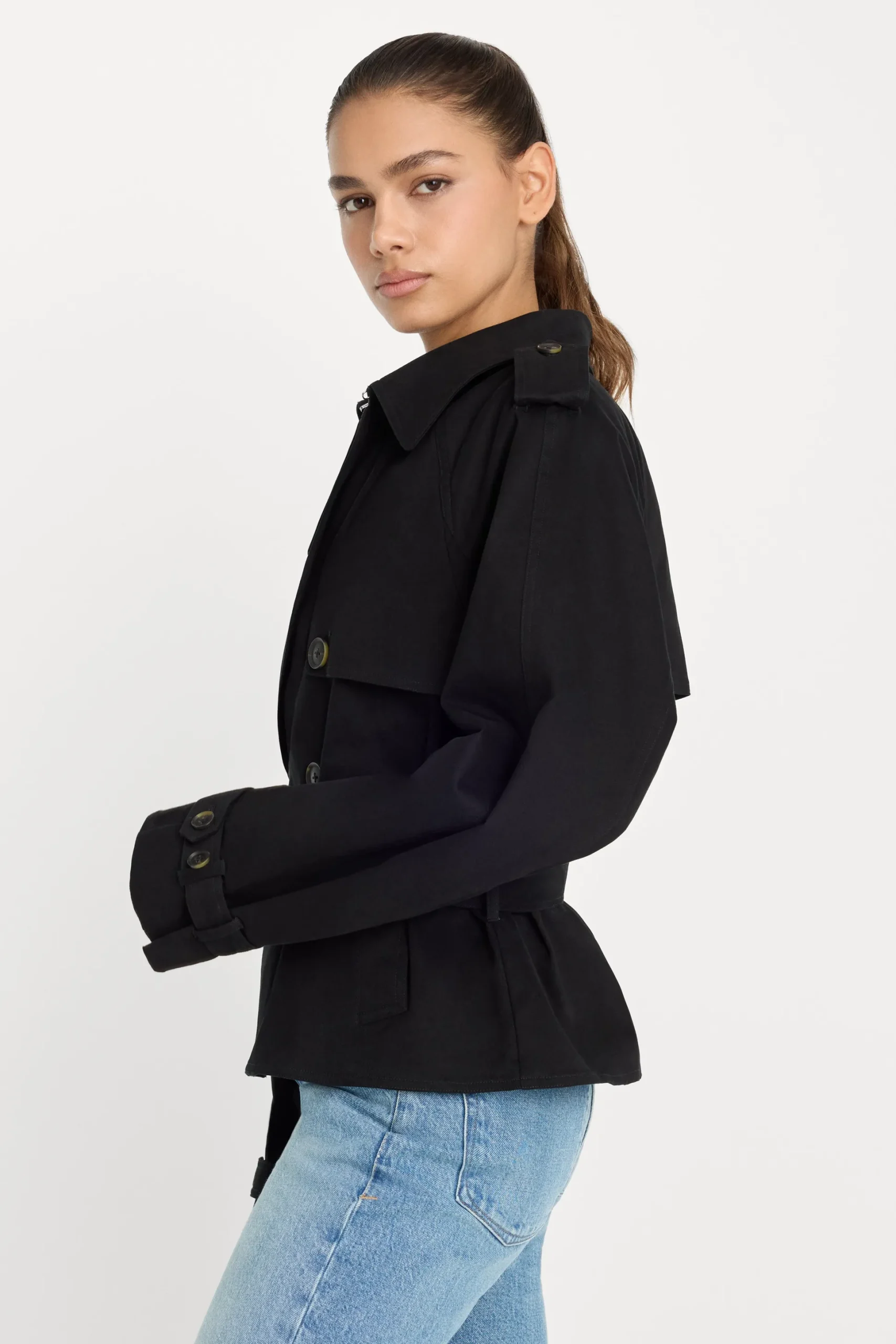 cropped trench jacket