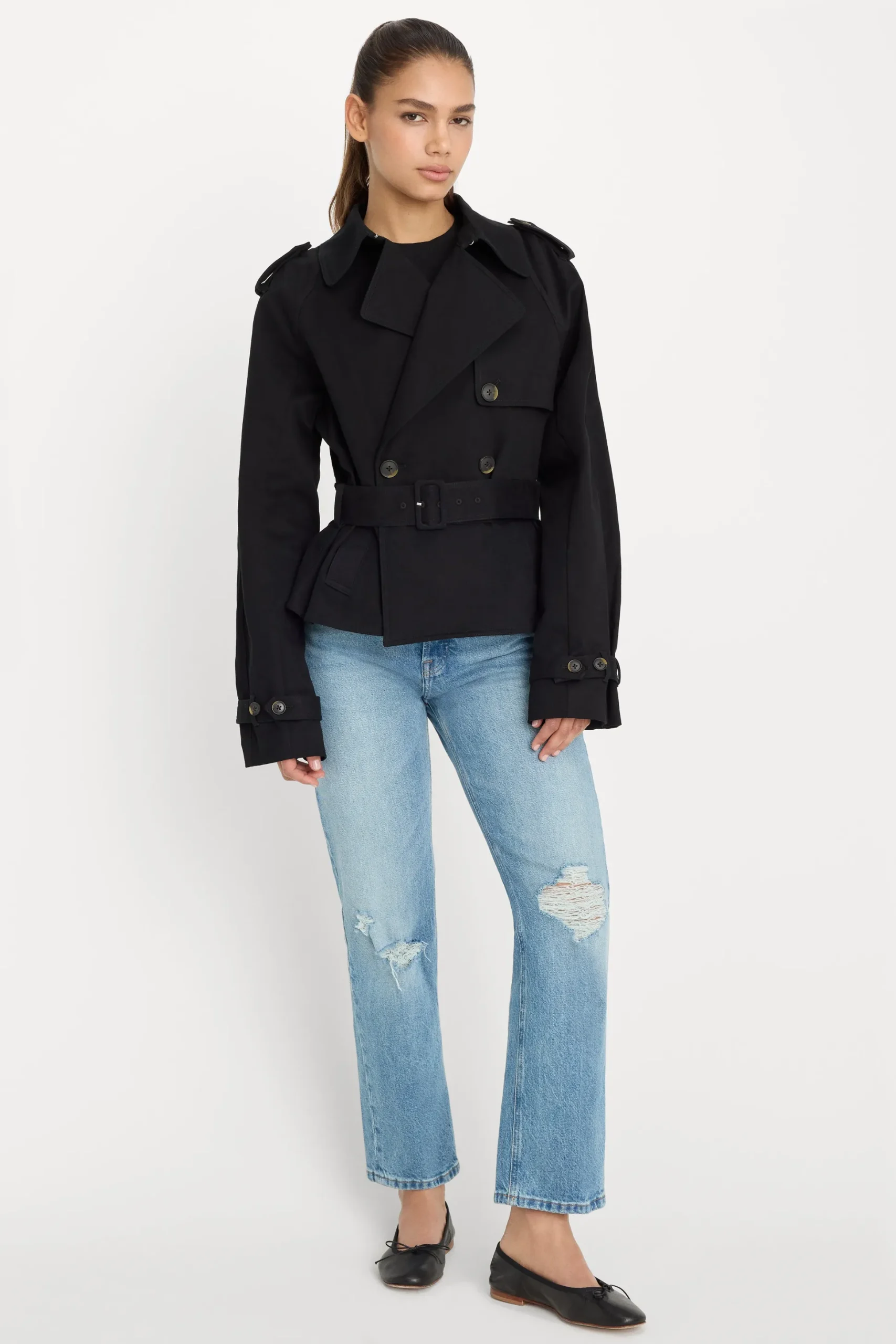cropped trench jacket