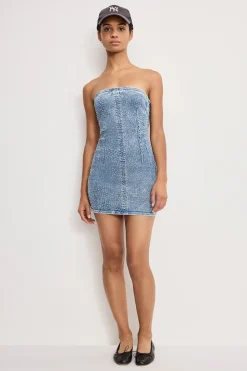 crystal strapless mini dress
