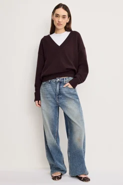 deep v knit sweater