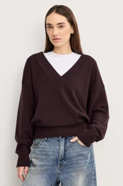 deep v knit sweater