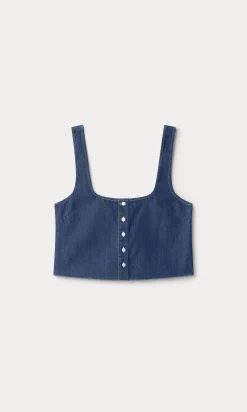 denim button front tank