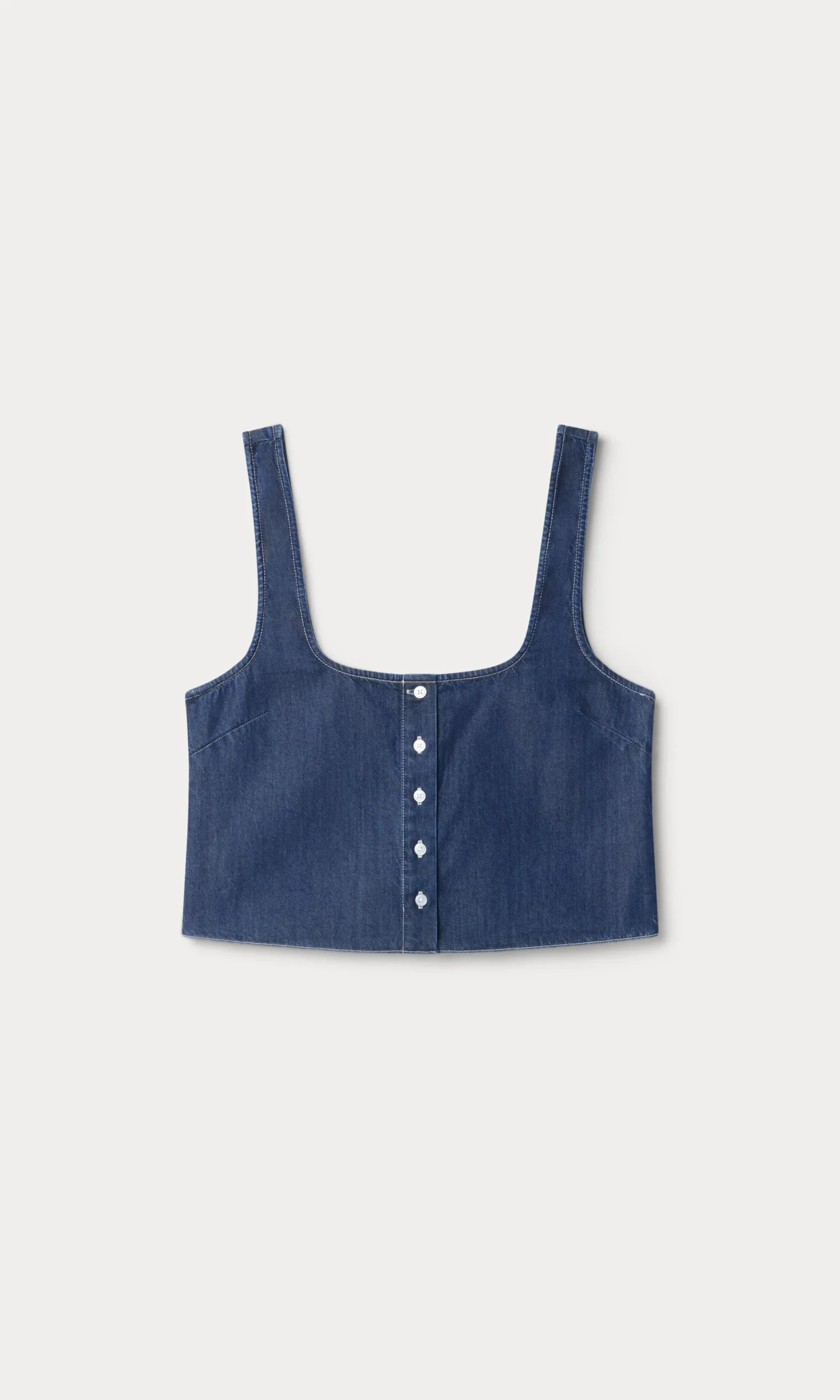 denim button front tank