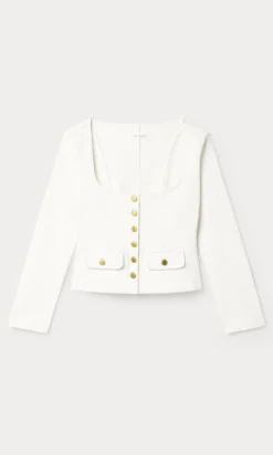 denim fitted button front jacket