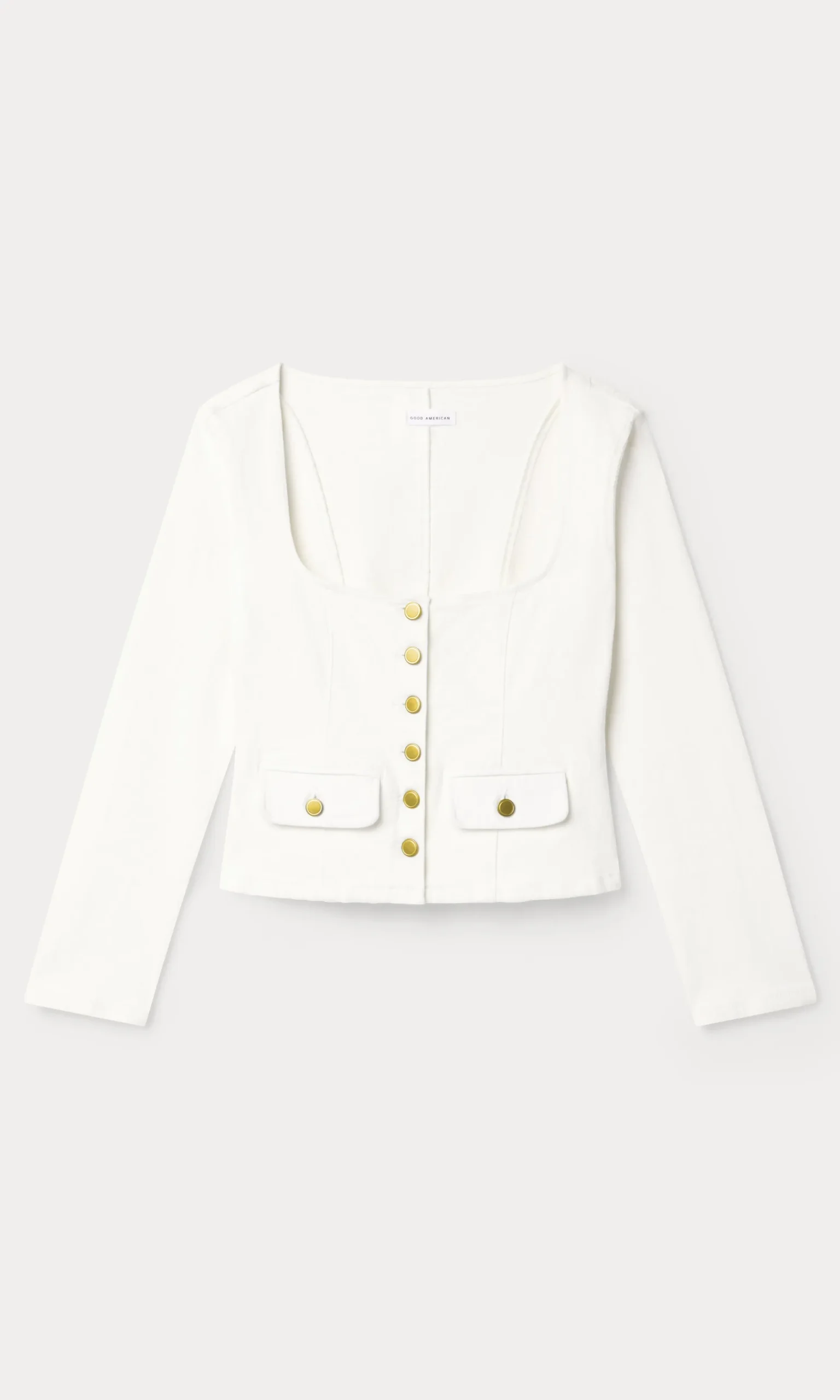 denim fitted button front jacket