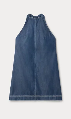 denim halter shift dress
