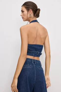 denim halter vest