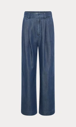denim high rise cropped wide leg trouser