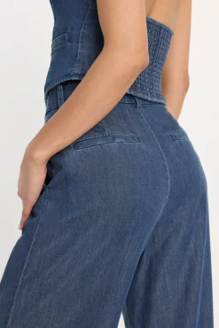 denim high rise cropped wide leg trouser