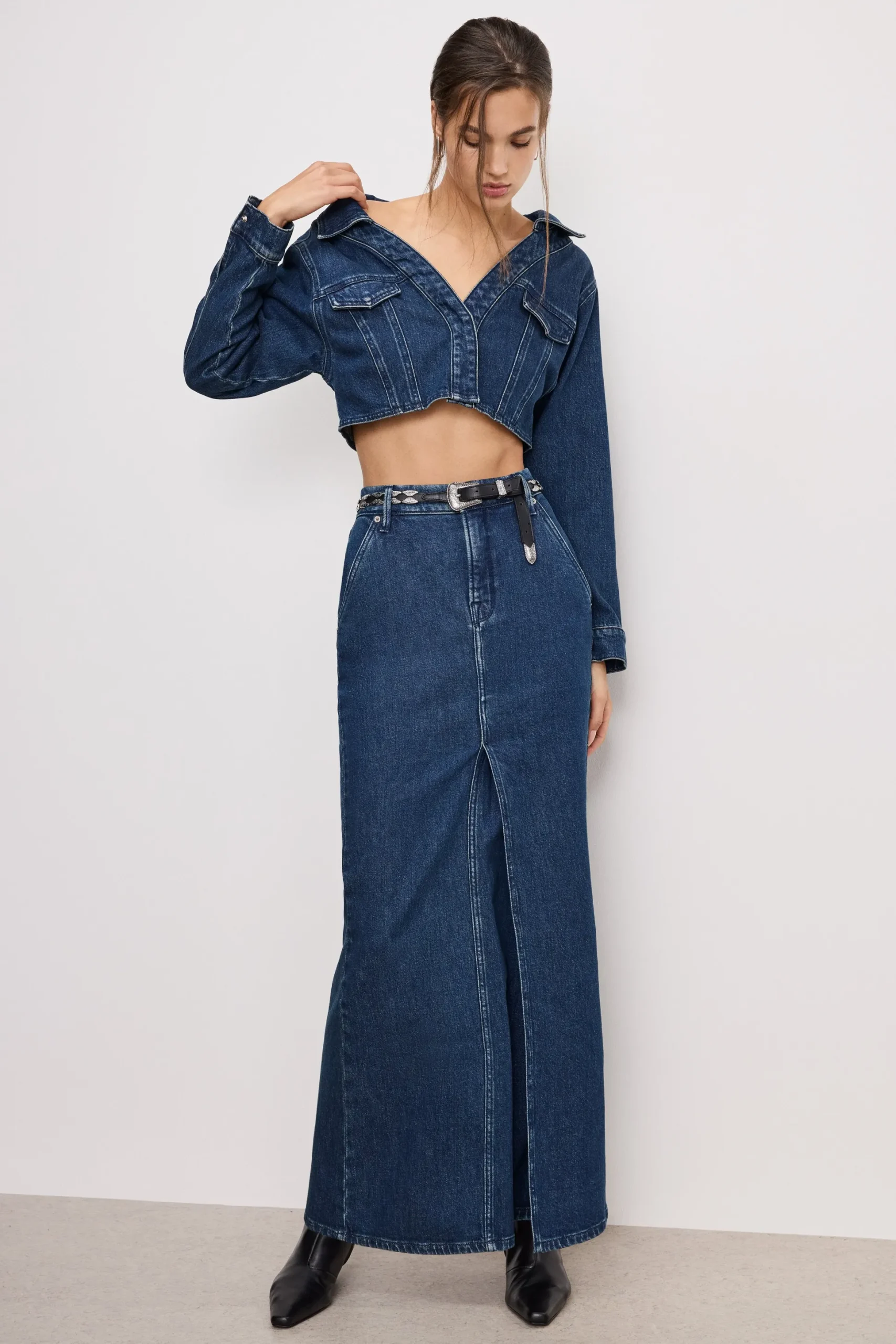 denim maxi skirt