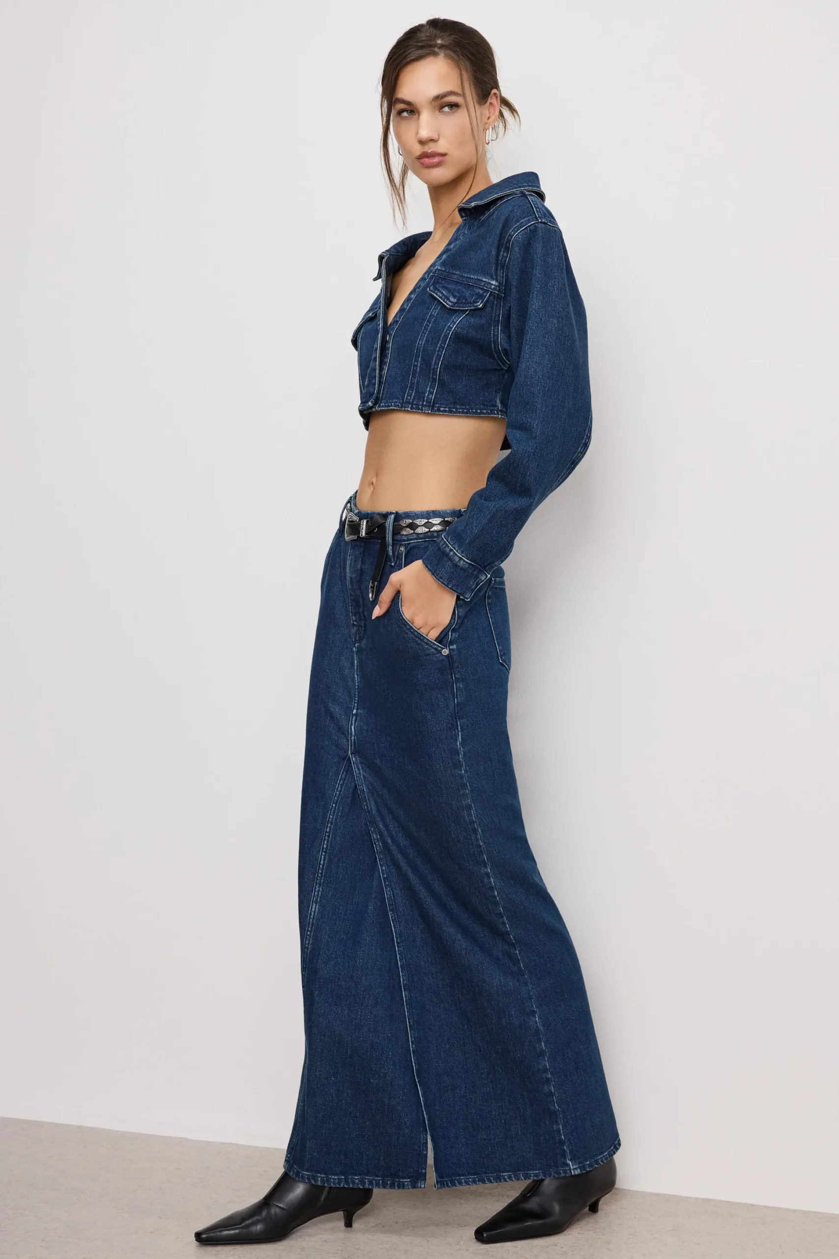 denim maxi skirt