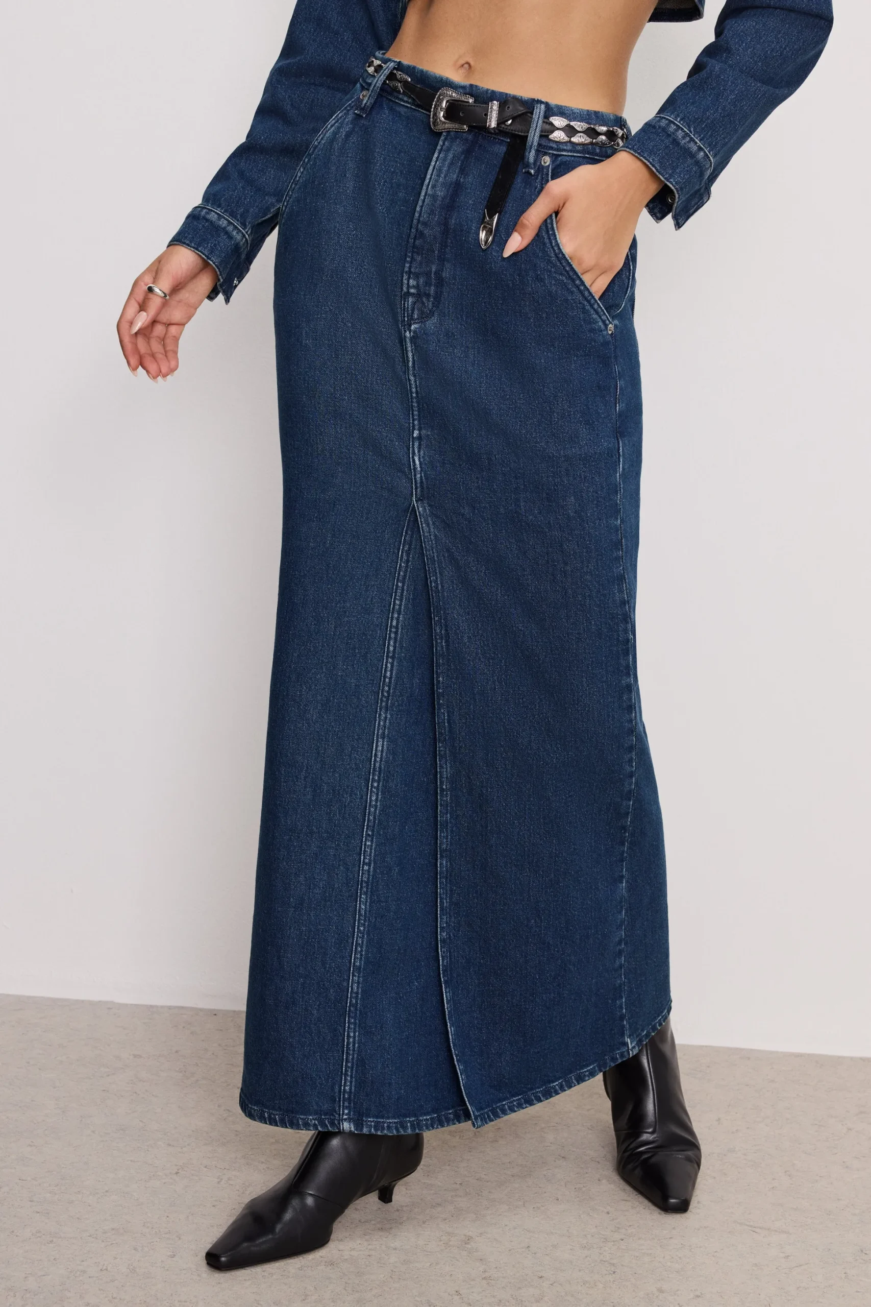 denim maxi skirt
