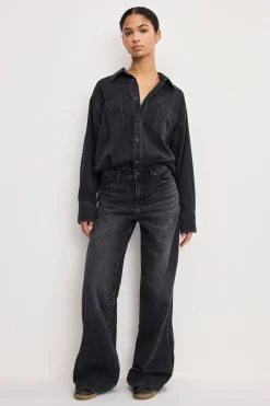 denim shirt jumpsuit