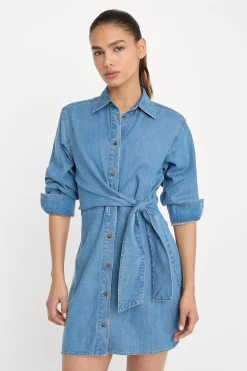 denim wrap shirt dress