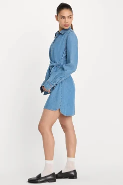 denim wrap shirt dress