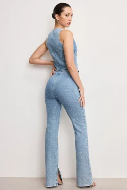 dolly crystal denim pull on pants