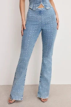 dolly crystal denim pull on pants
