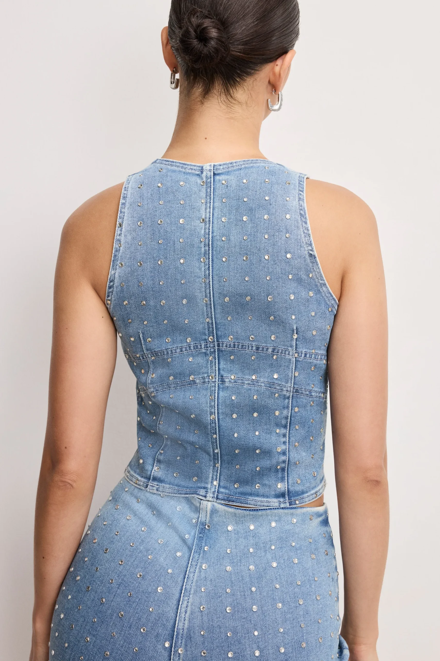 dolly crystal denim vest