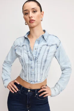 dolly denim corset shirt
