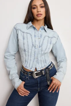 dolly denim corset shirt