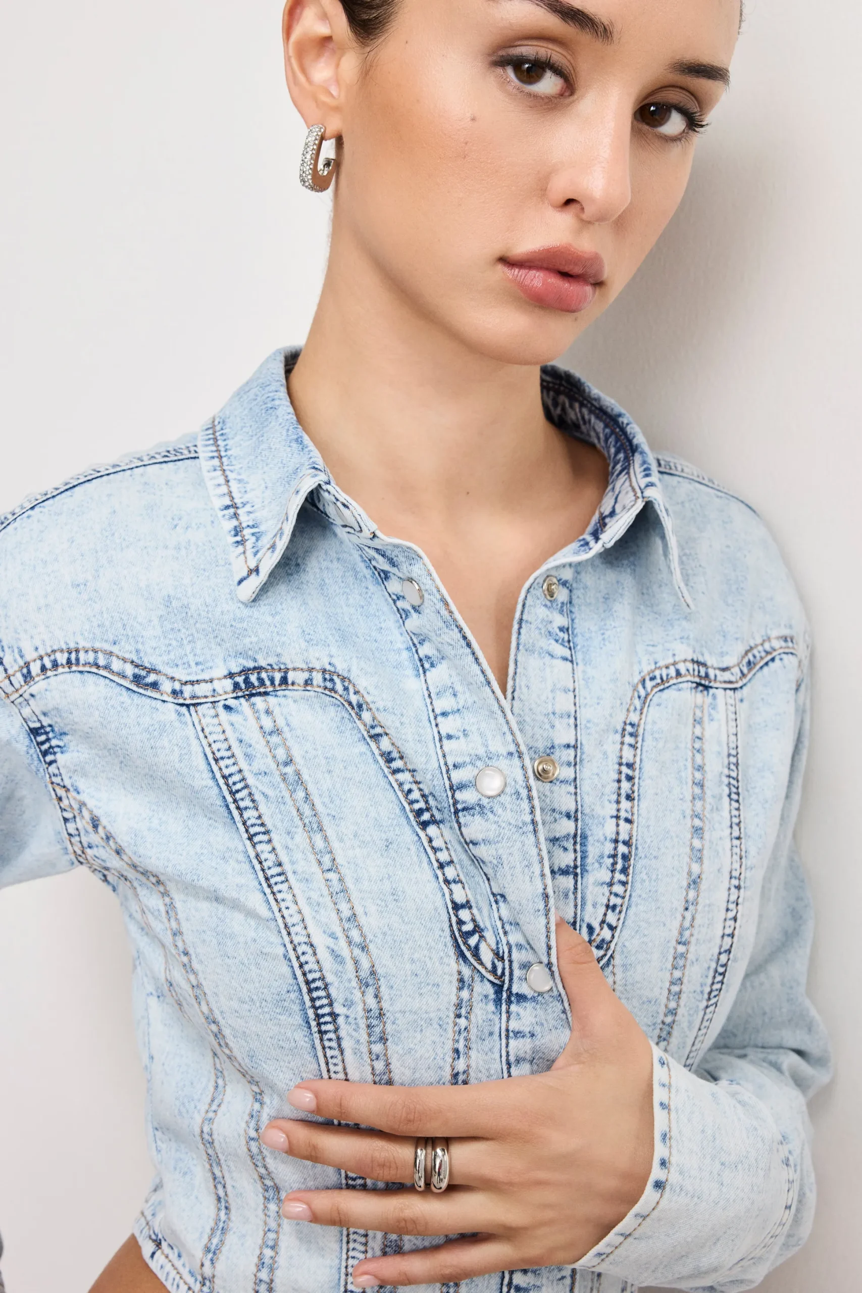 dolly denim corset shirt