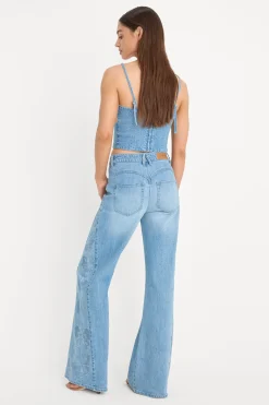 dolly joleans embroidered good waist palazzo jeans