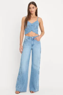 dolly joleans embroidered good waist palazzo jeans