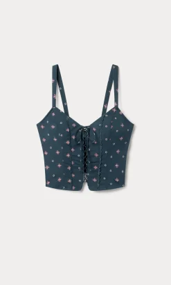 dolly lace up poplin tank