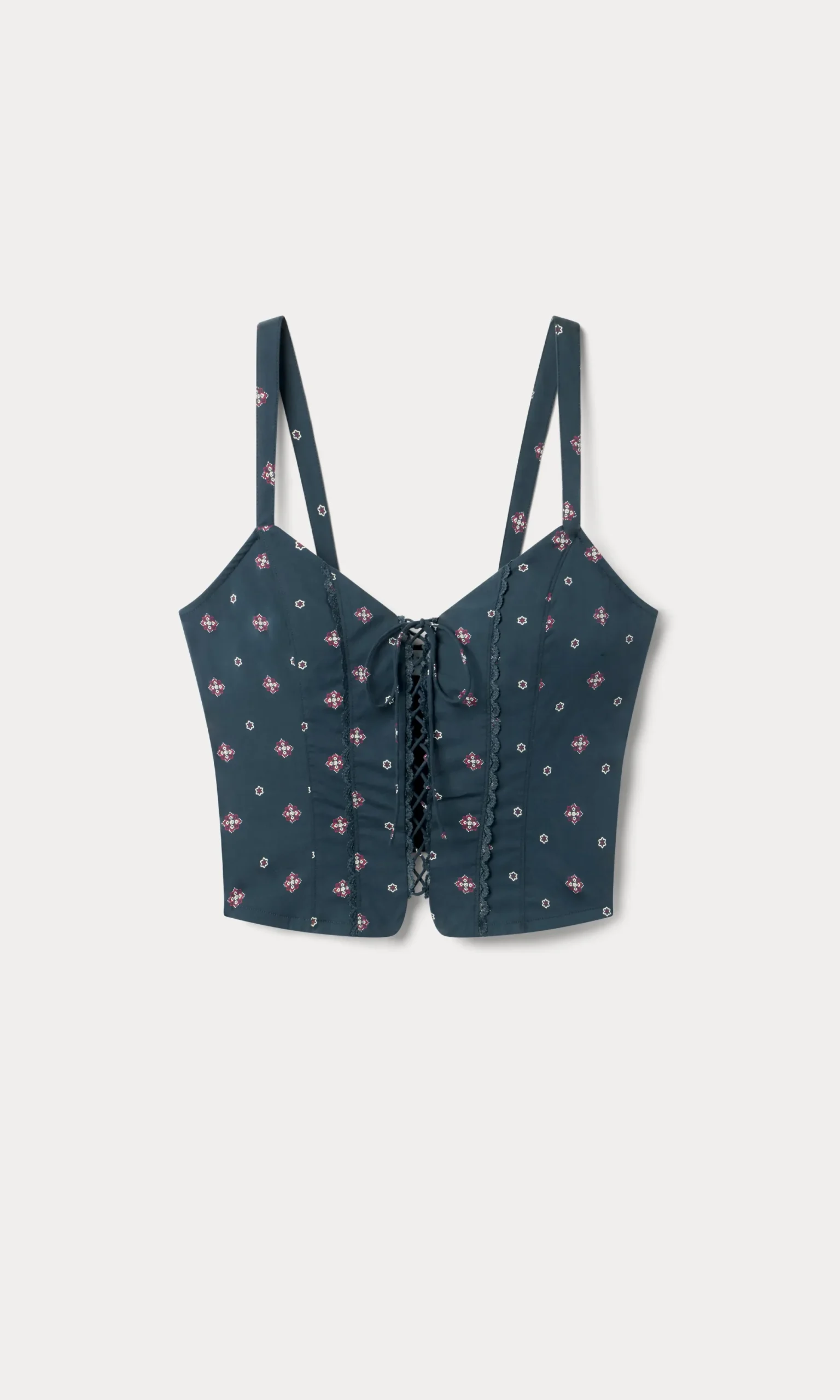 dolly lace up poplin tank