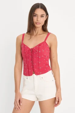 dolly lace up poplin tank