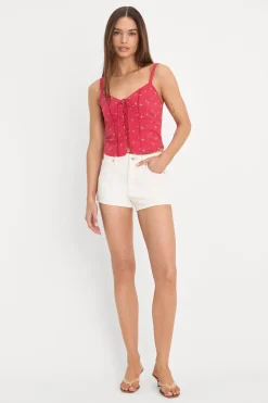 dolly lace up poplin tank