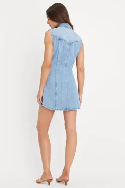 dolly sleeveless denim mini dress