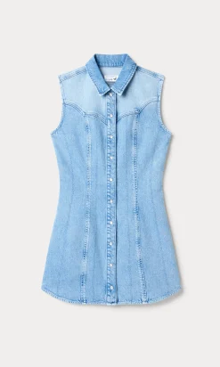 dolly sleeveless denim mini dress