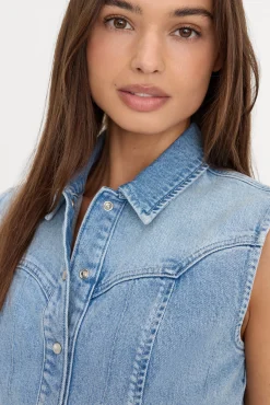 dolly sleeveless denim mini dress
