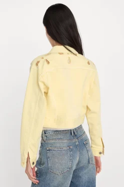 essential crop denim jacket embroidered