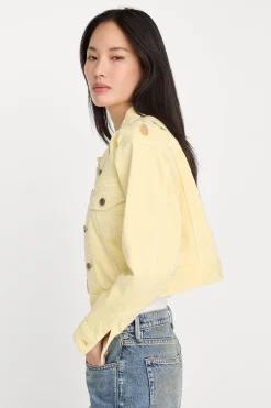 essential crop denim jacket embroidered