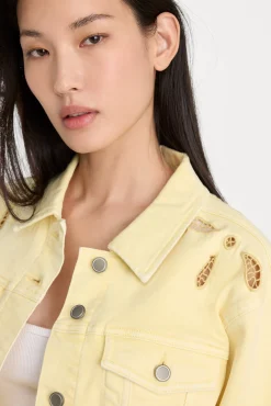 essential crop denim jacket embroidered