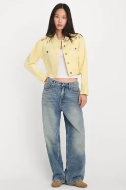essential crop denim jacket embroidered
